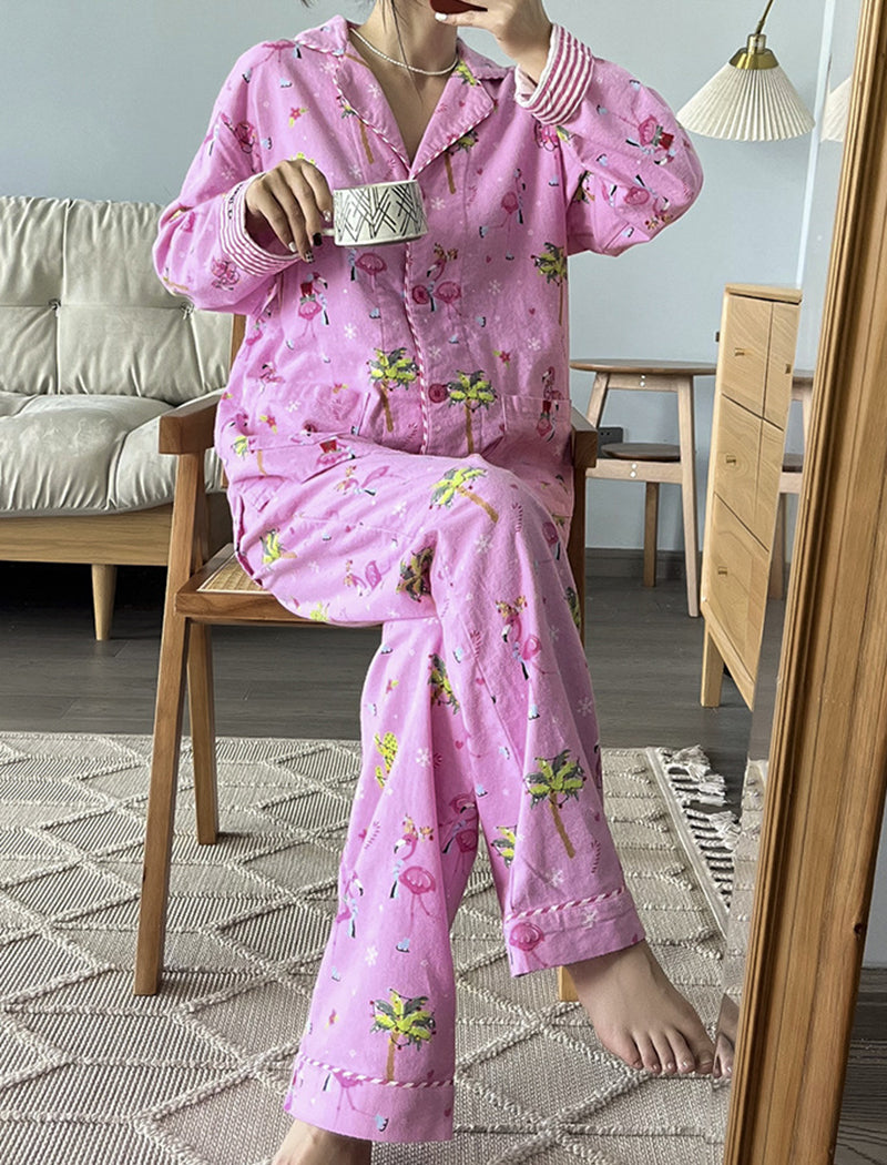 Printed Long Sleeve Pants Pajama Set