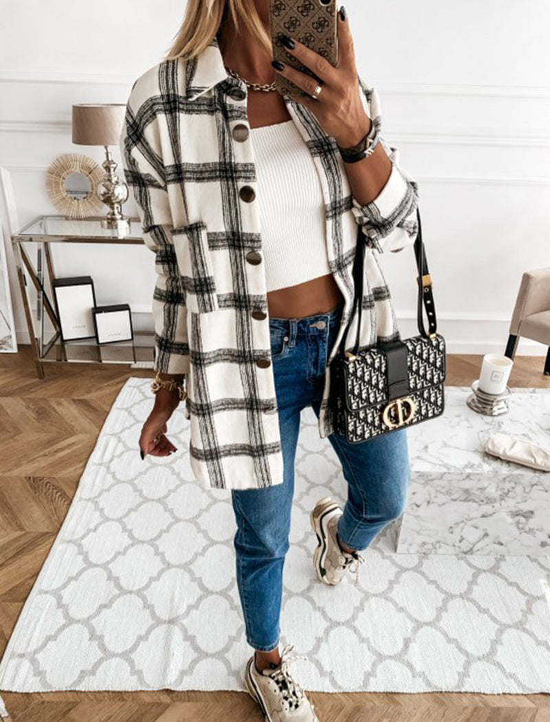 Plaid Oversized Mid-Length Shirt