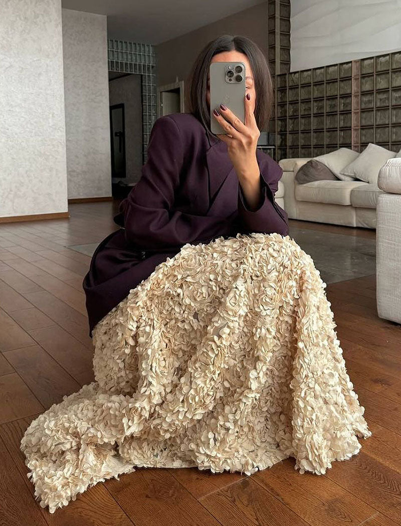 Floral Print High Slit Maxi Skirt