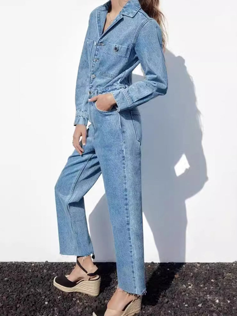 Buttoned Denim Jumpsuit
