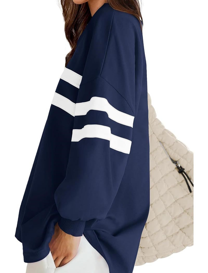 Casual Striped Patchwork Pullover