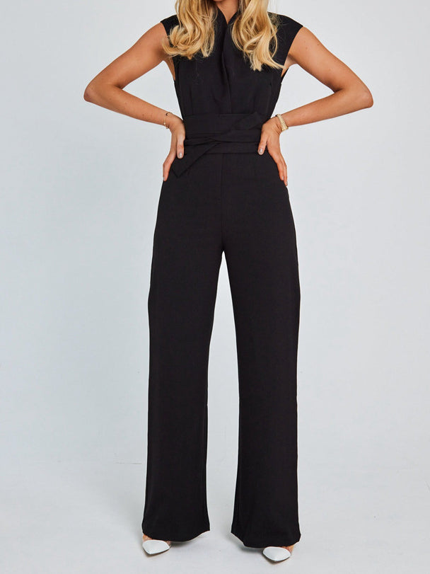 Sleeveless Smocked Wide-Leg Jumpsuit