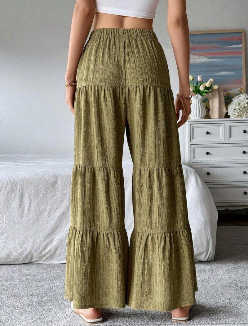 Tiered Wide-Leg Lounge Pants