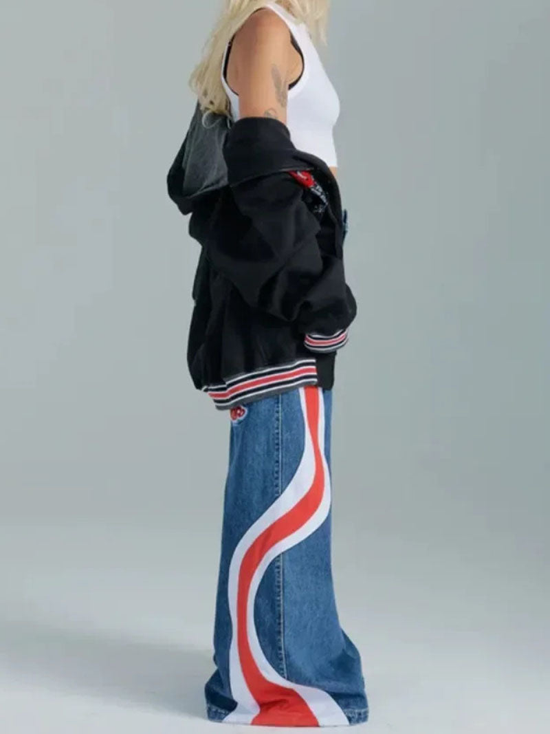 Striped Wide-Leg Jeans