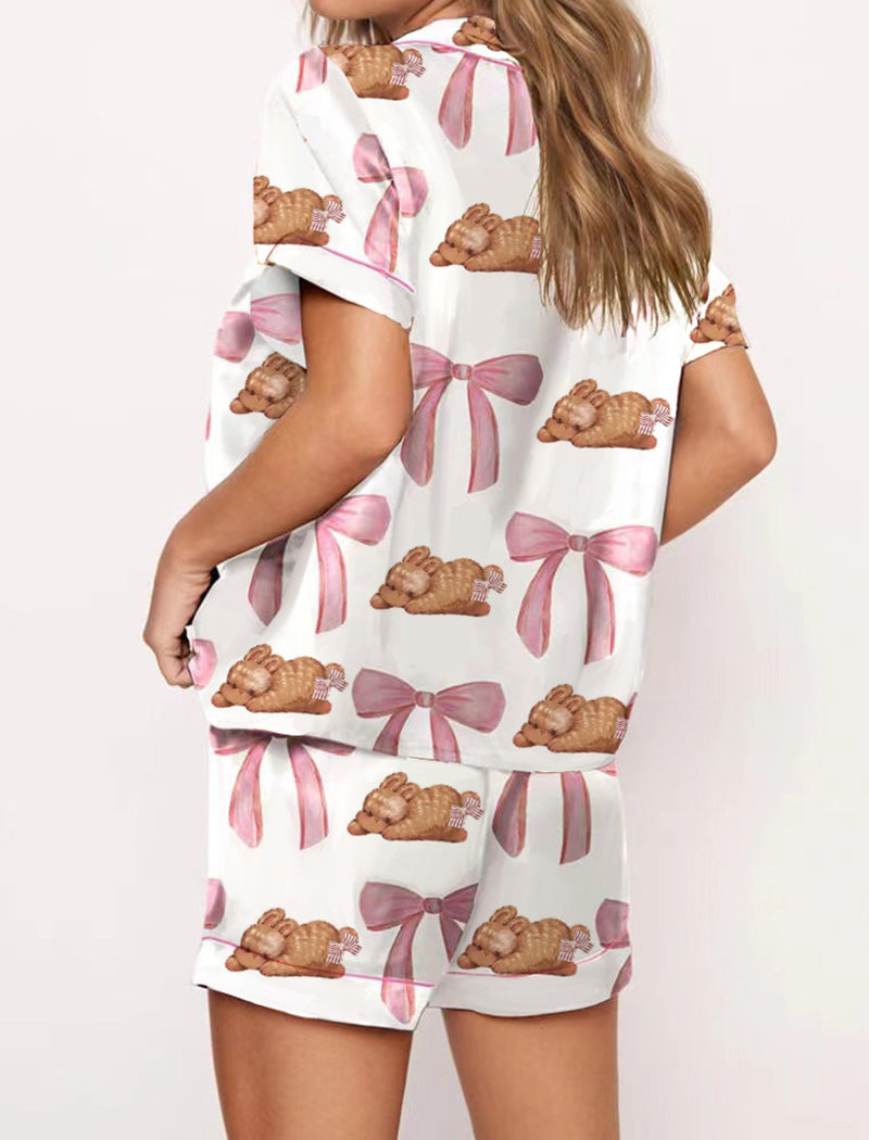 Ice Cream Bow Print Pajama Set