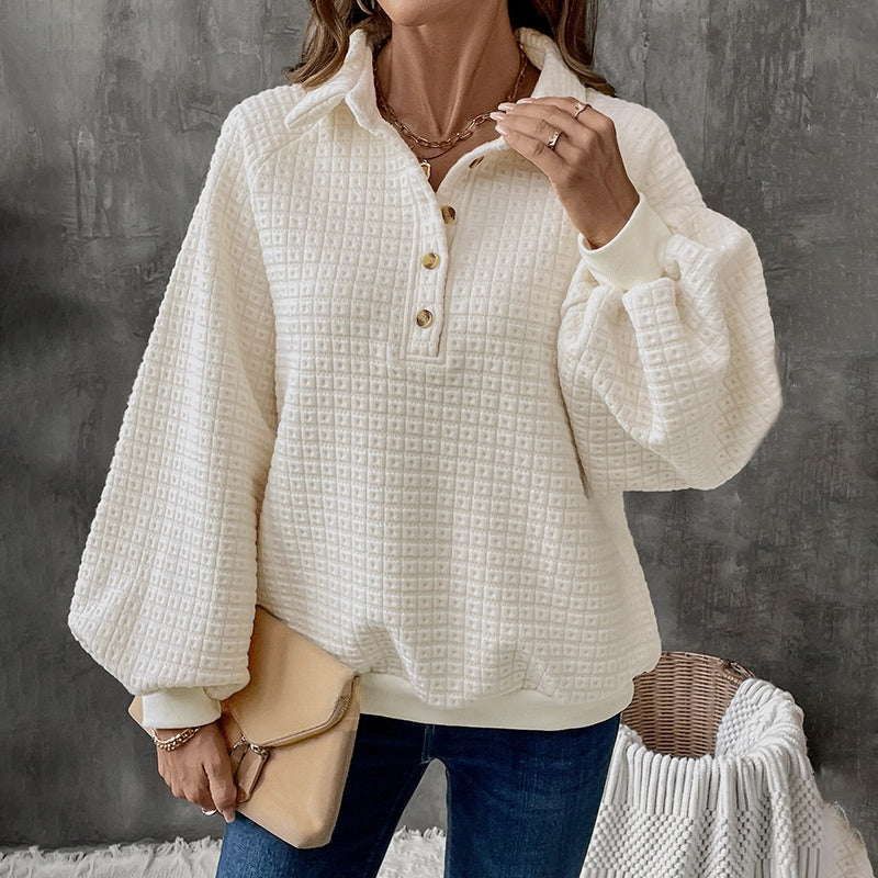 Textured Button-Up Sweater with Relaxed Fit