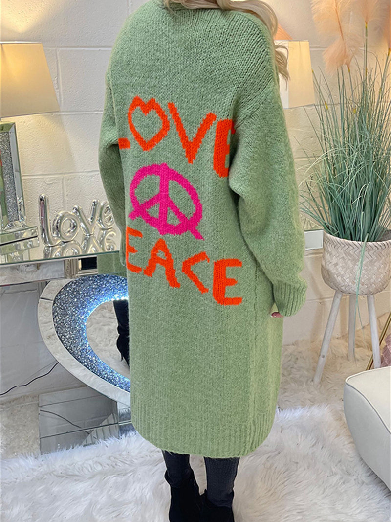 Love and Peace Graphic Cardigan