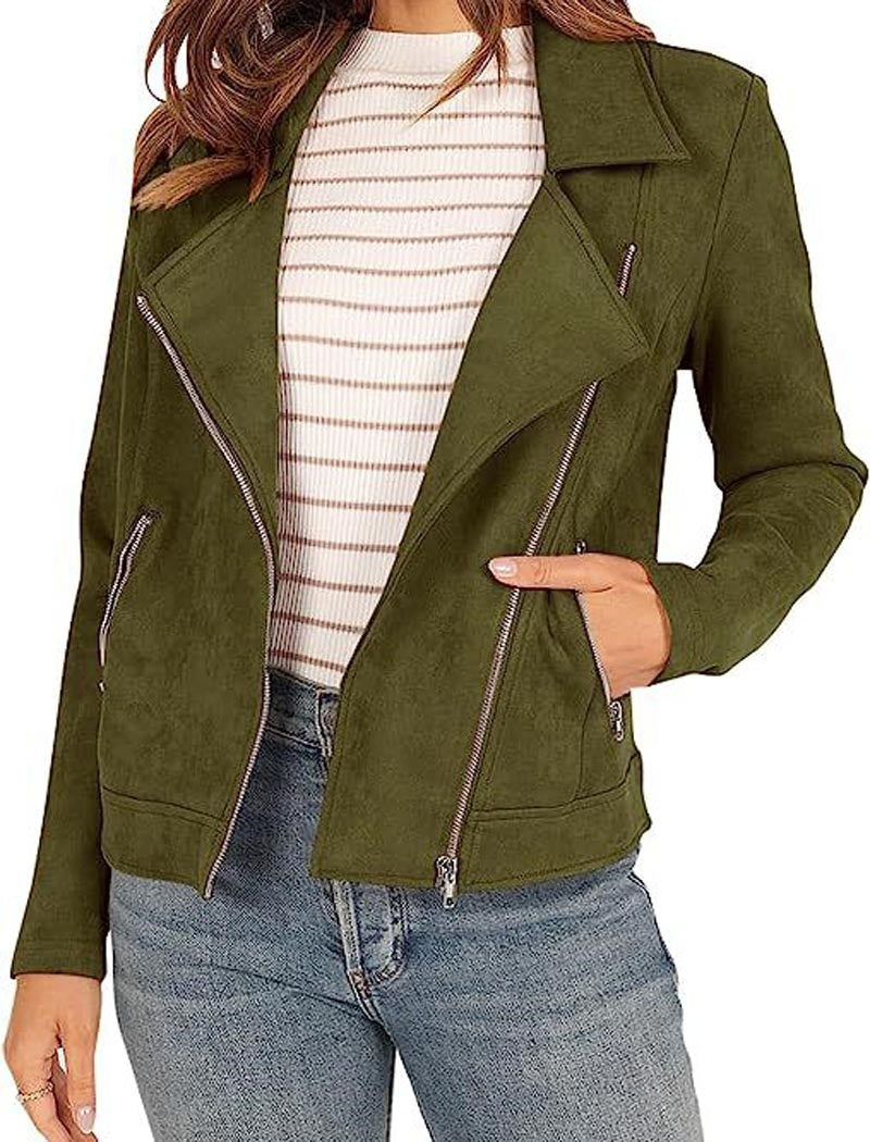 Solid Color Zip-pocket Jacket