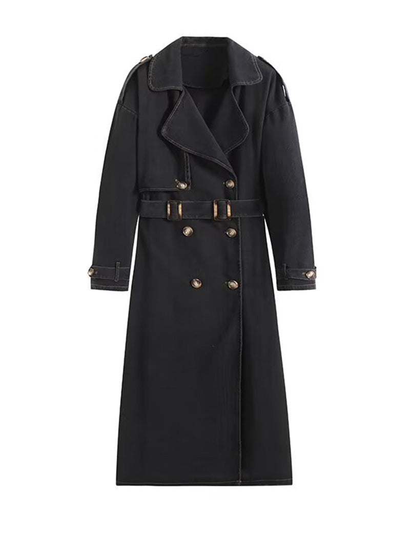 Double-Breasted Denim Trench Coat