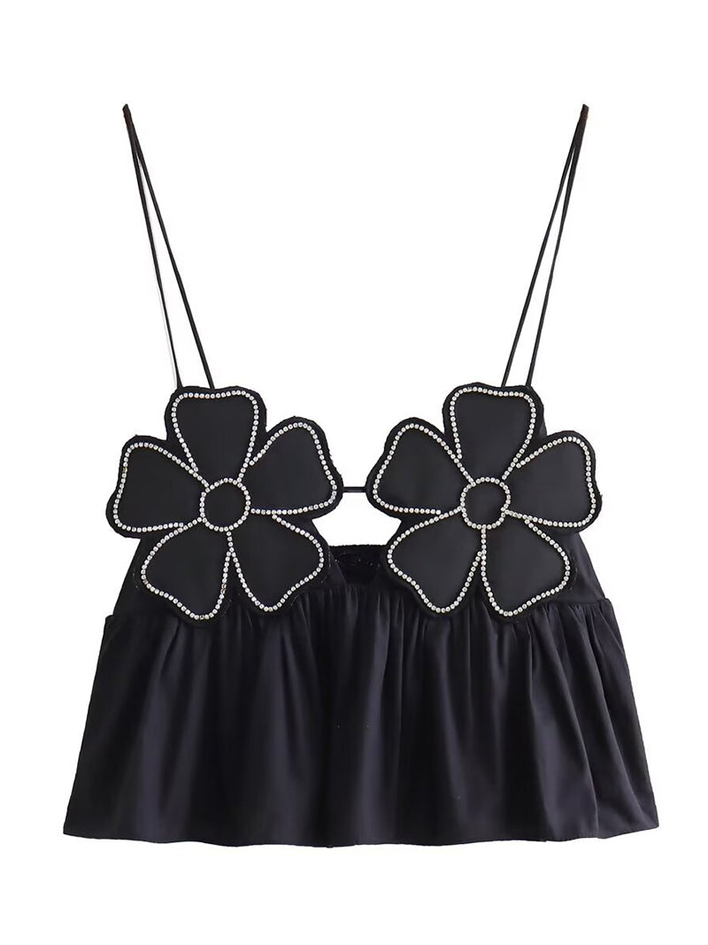 Floral Applique Crop Cami