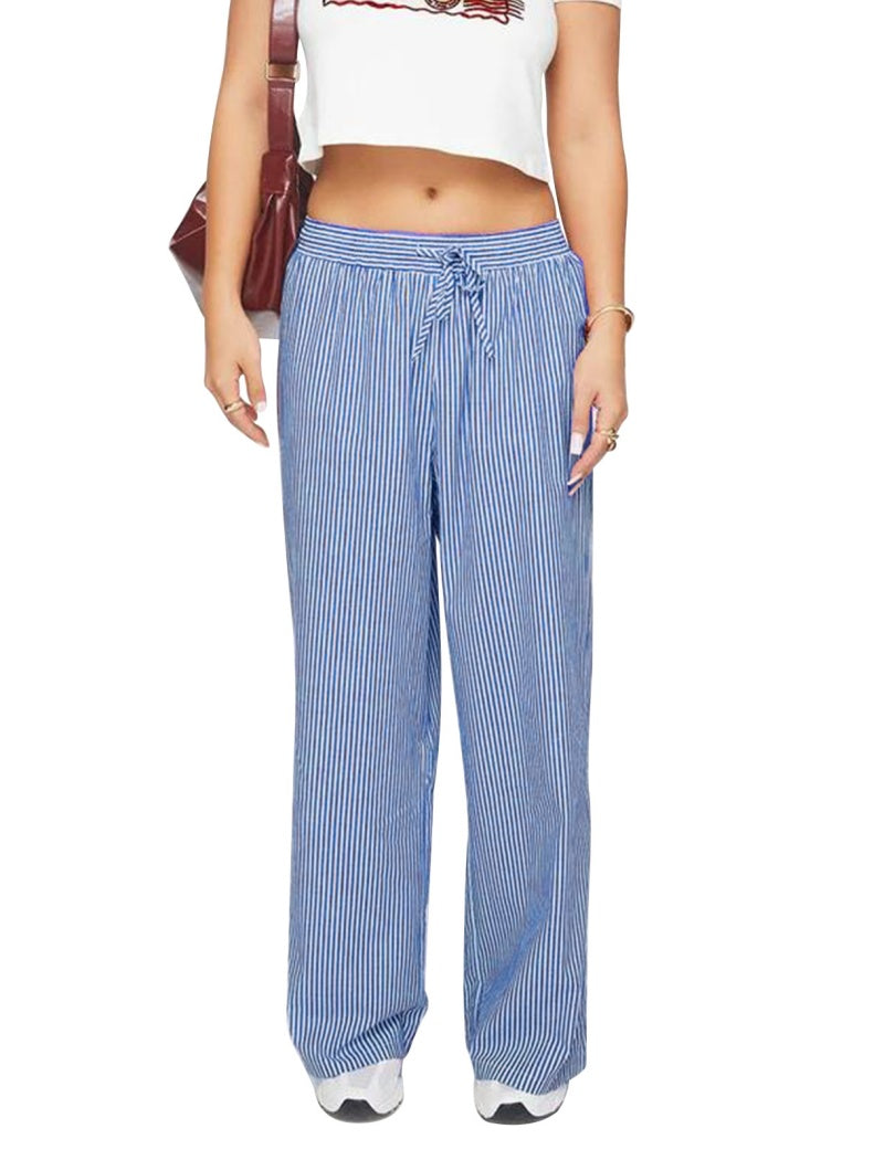 Striped High-Waist Wide-Leg Pants