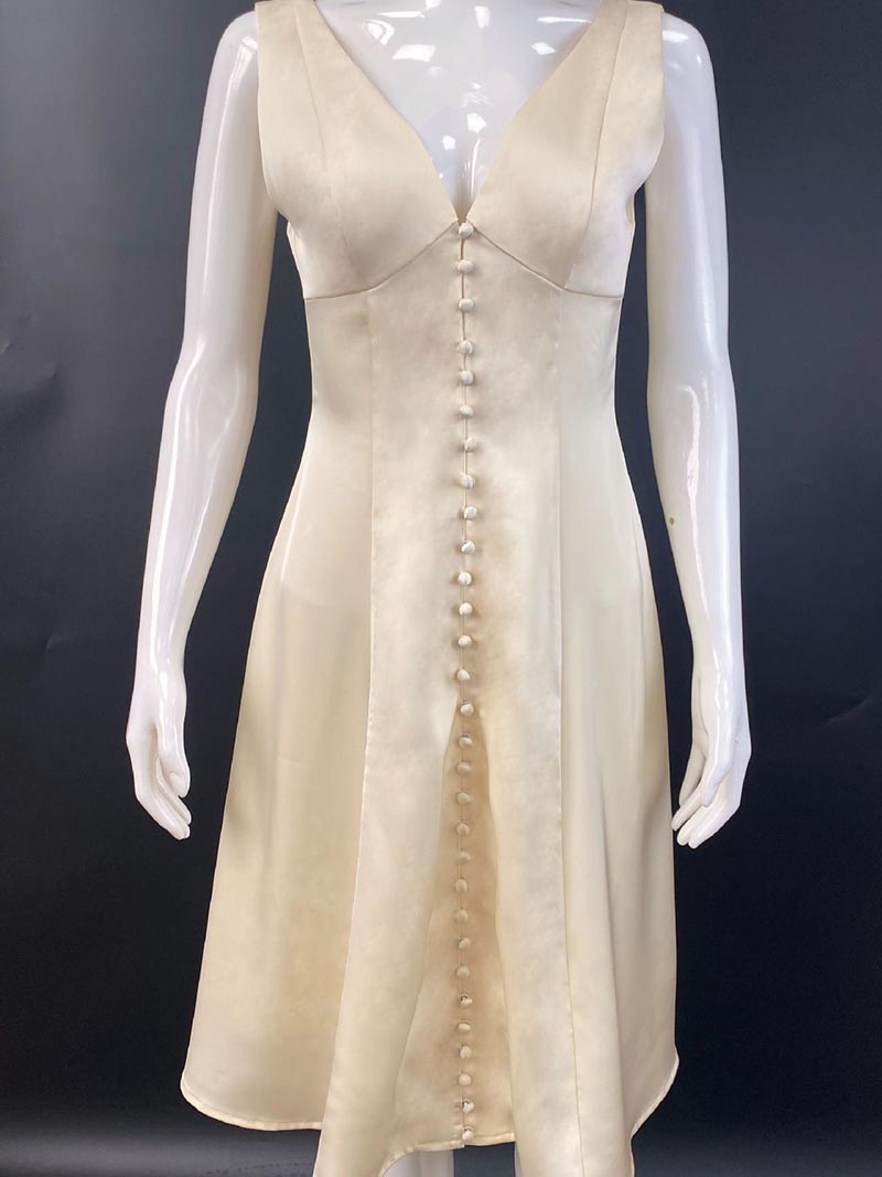 Button-Front Open-Back Sleeveless Midi Dress