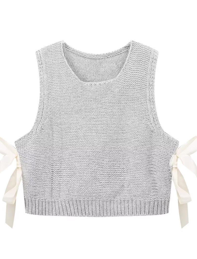 Knit Bows Sleeveless Vest
