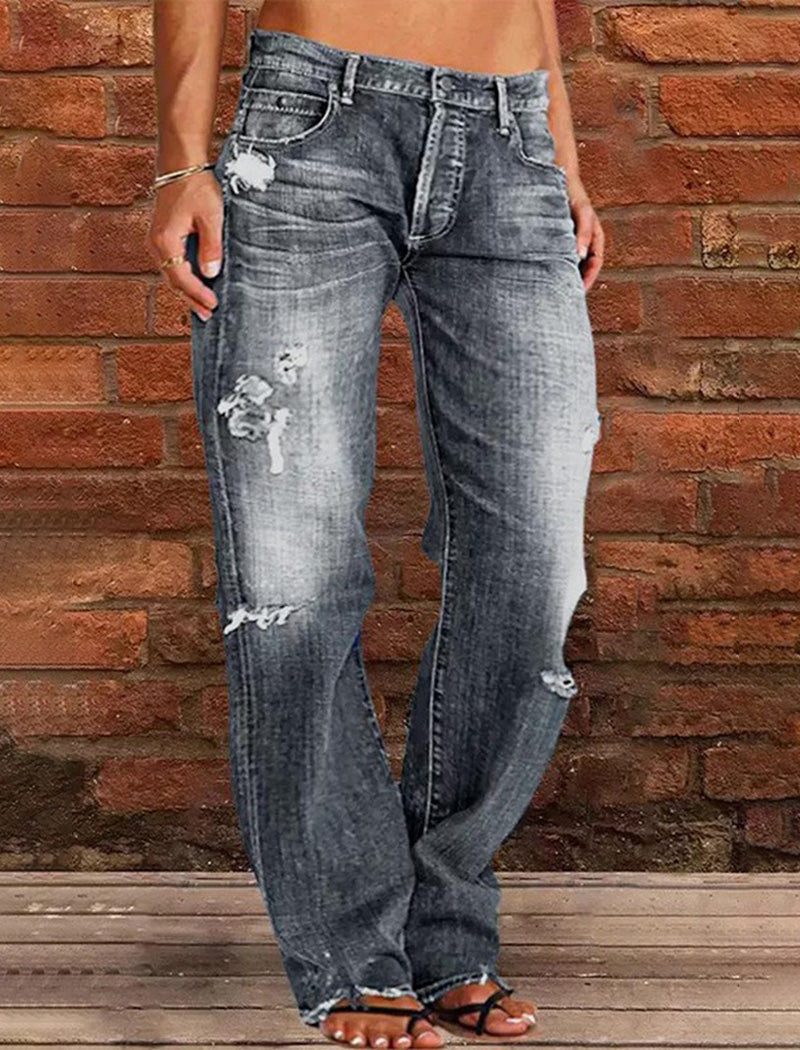 Relaxed Fit Distressed Jeans