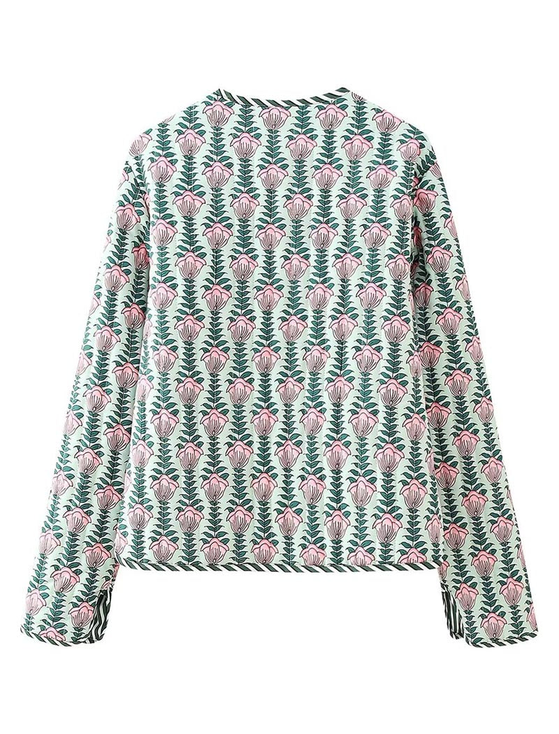 Floral Print V-Neck Jacket