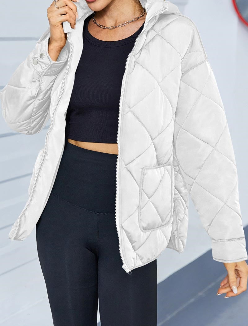 Diamond Plaid Pocketed Split Coat