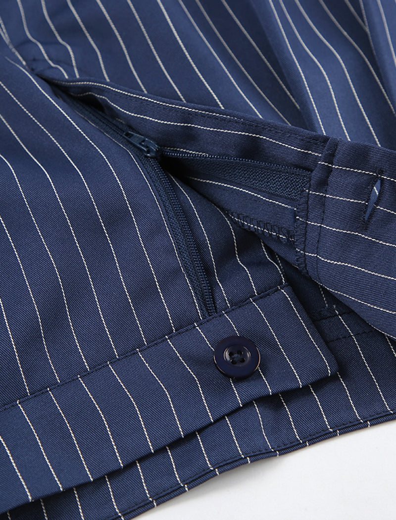 Pinstripe Wide-Leg Trousers