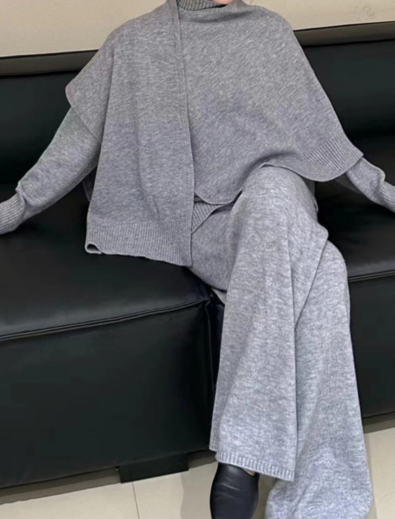 High-Neck Lounge Set with Layered Top