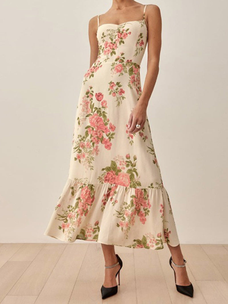 Floral Print Spaghetti Strap Maxi Dress