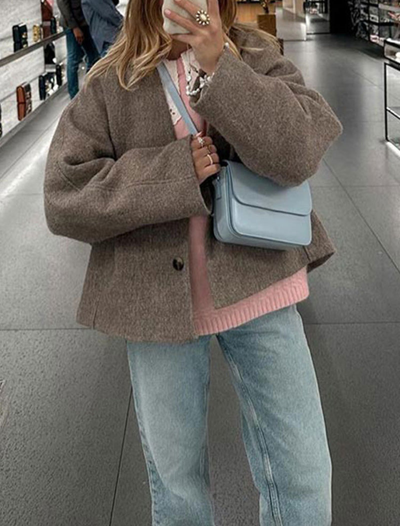 Oversized Button-Up Wool Coat