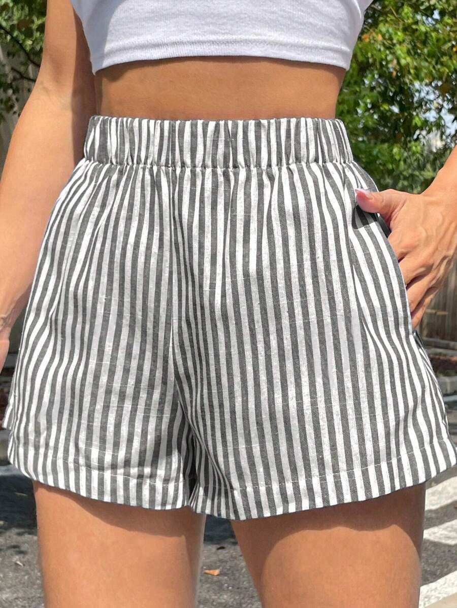 Striped High-Waisted Shorts