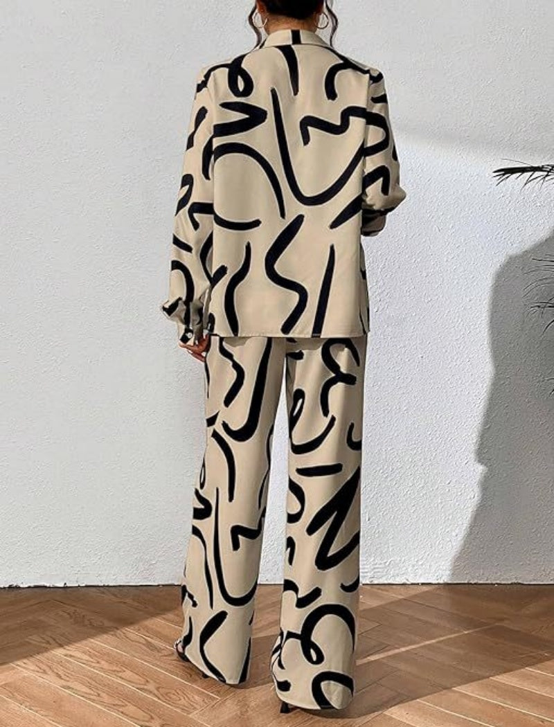 Casual Shirt and Wide-Leg Pants Two-Piece Set