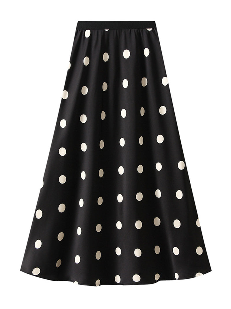 Polka Dot A-Line Midi Skirt