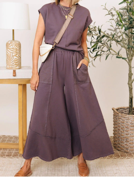 Sleeveless Top and Wide-Leg Pant Set