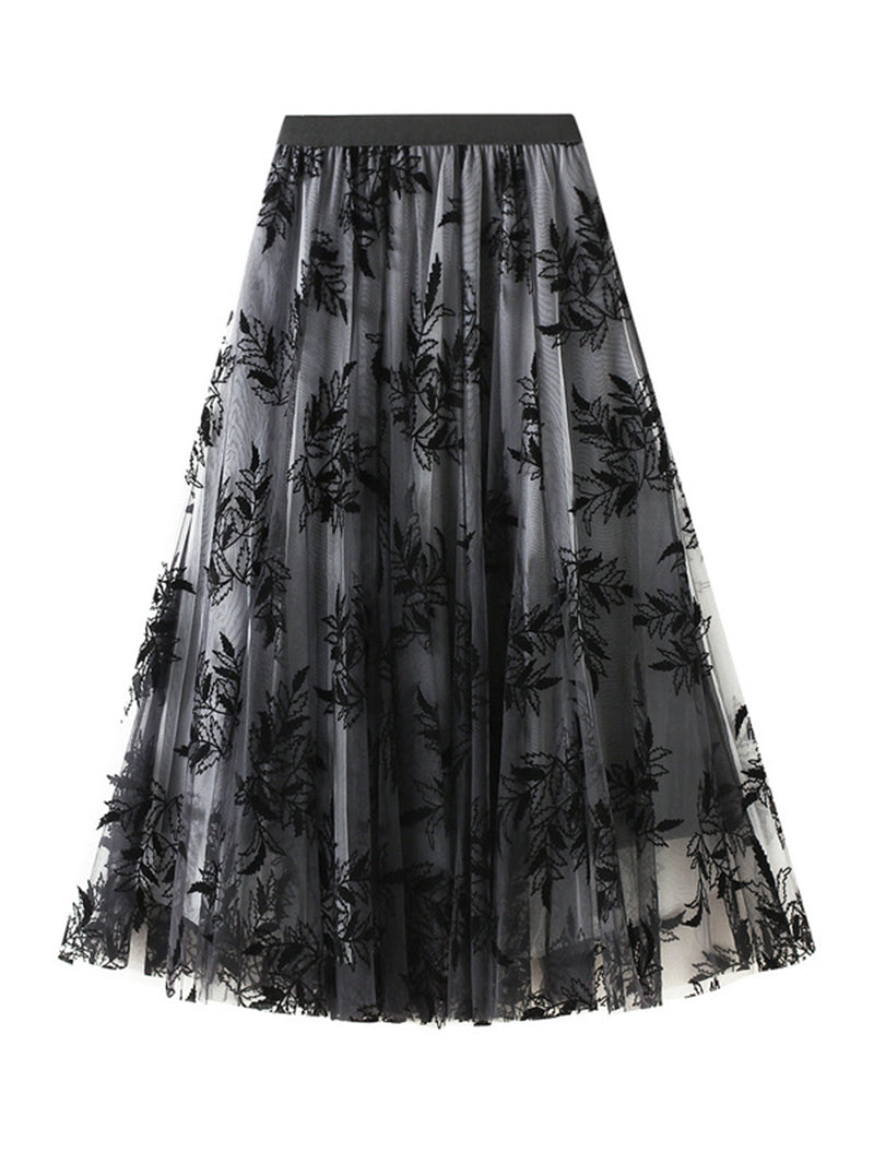 Floral Print Pleated Skirt
