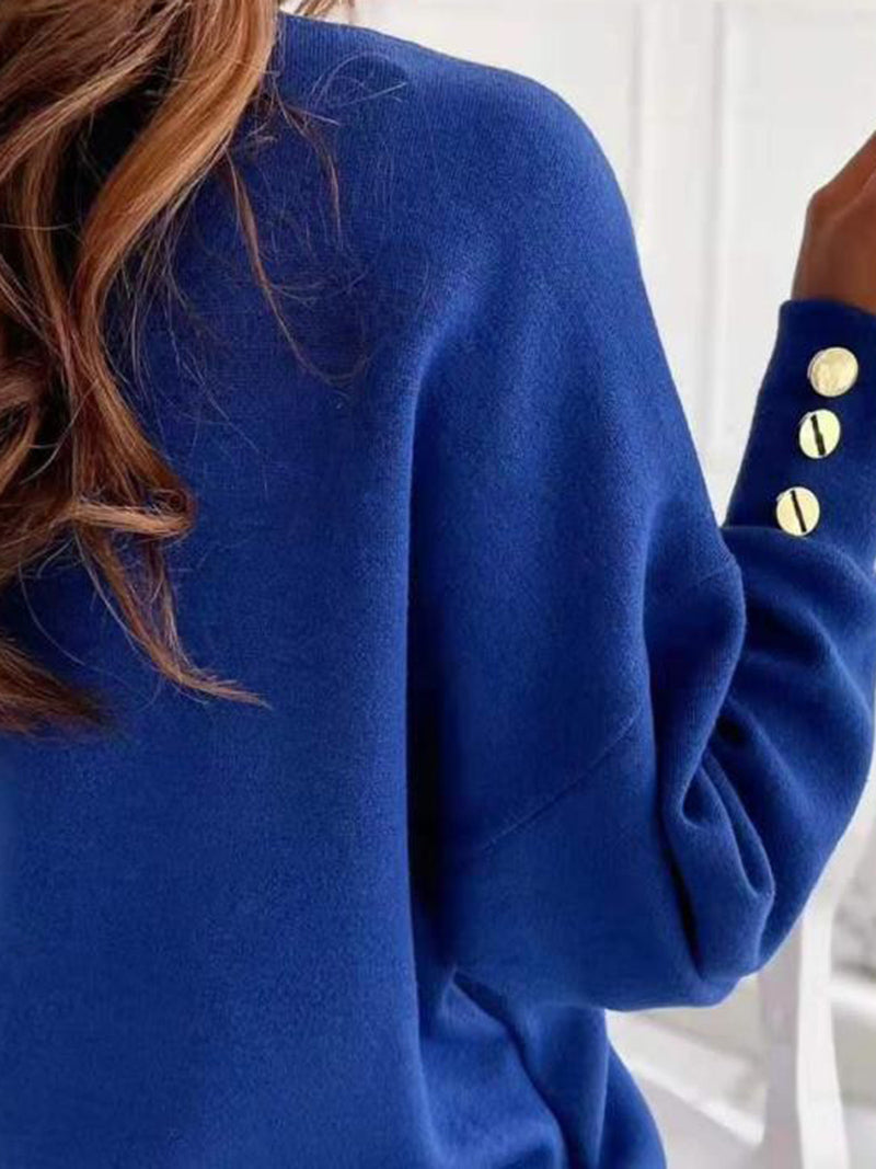 V-Neck Button Sweater