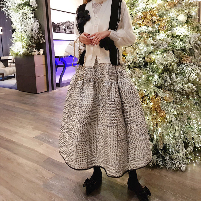 Patchwork Tiered Midi Skirt