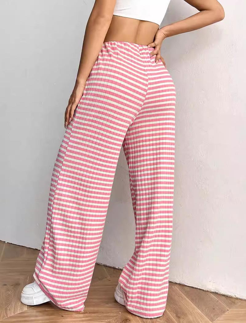 Striped Drawstring Wide-Leg Pants