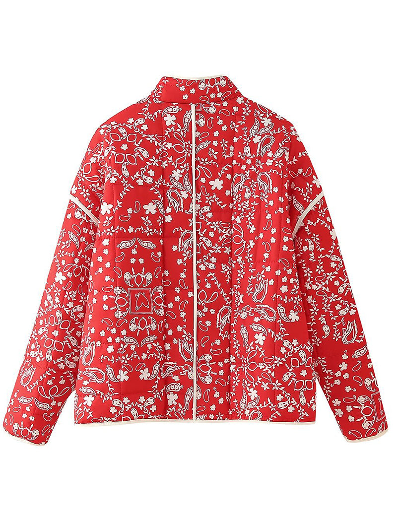 Paisley Quilted Jacket with Front Pockets