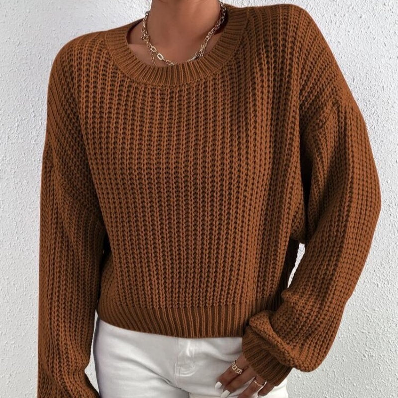 Waffle Knit Long-Sleeve Sweater