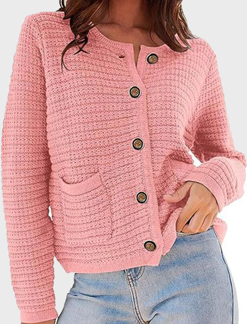 Textured Button-Up Cardigan