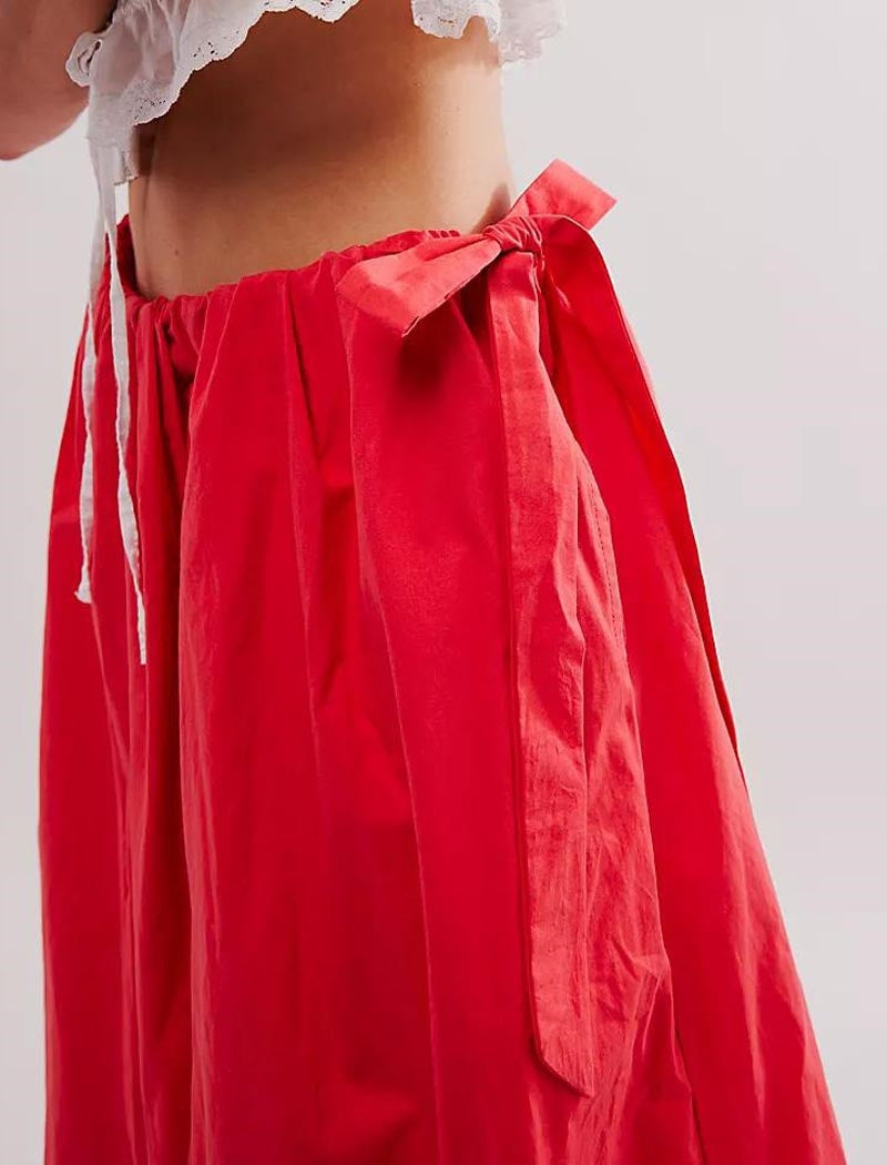 Drawstring Waist Maxi Skirt