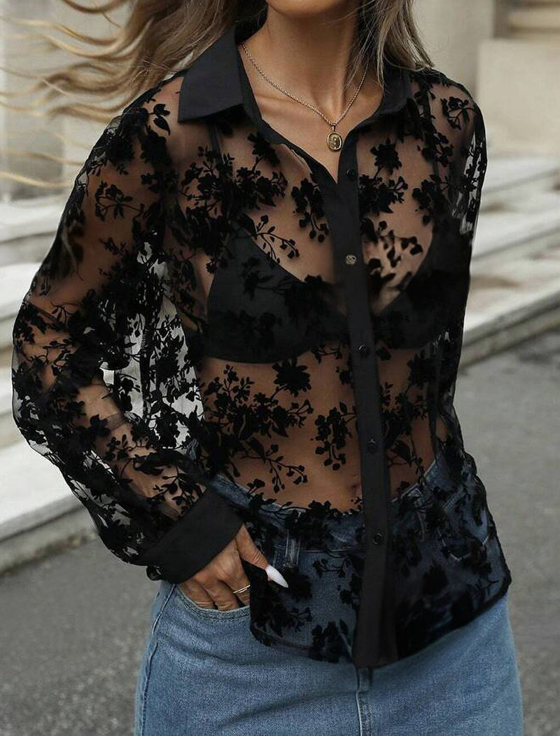 Sheer Floral Blouse