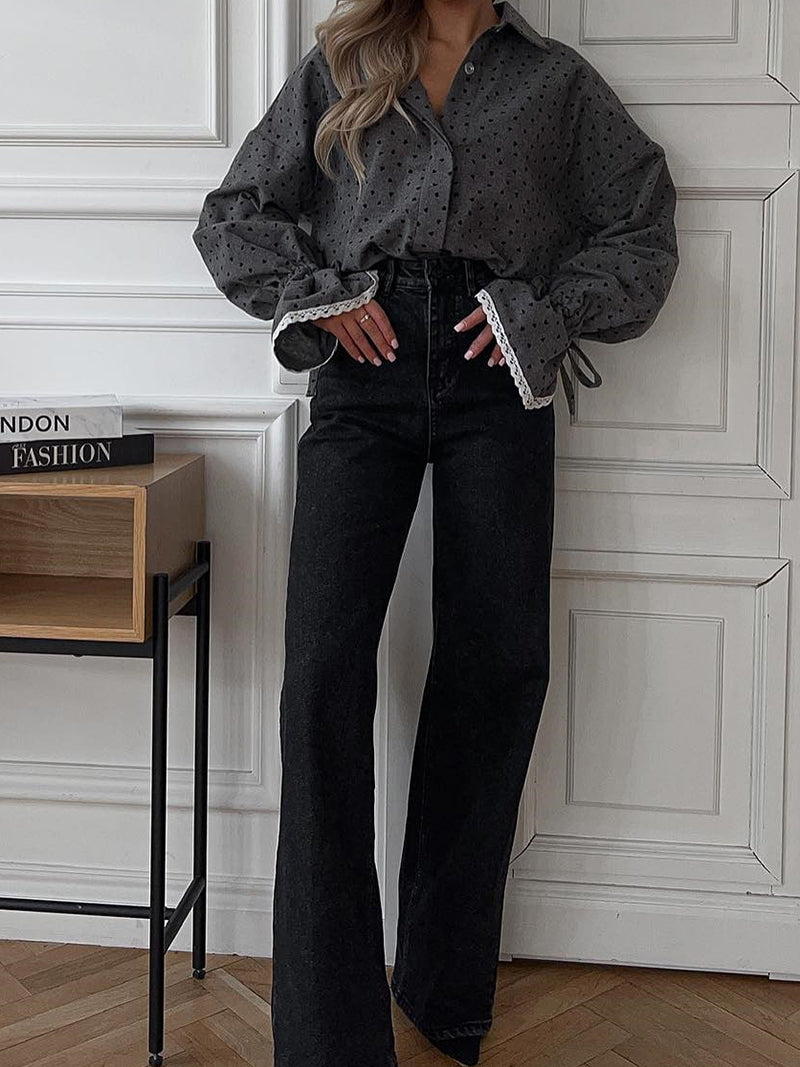 Polka Dot Button-Up Blouse