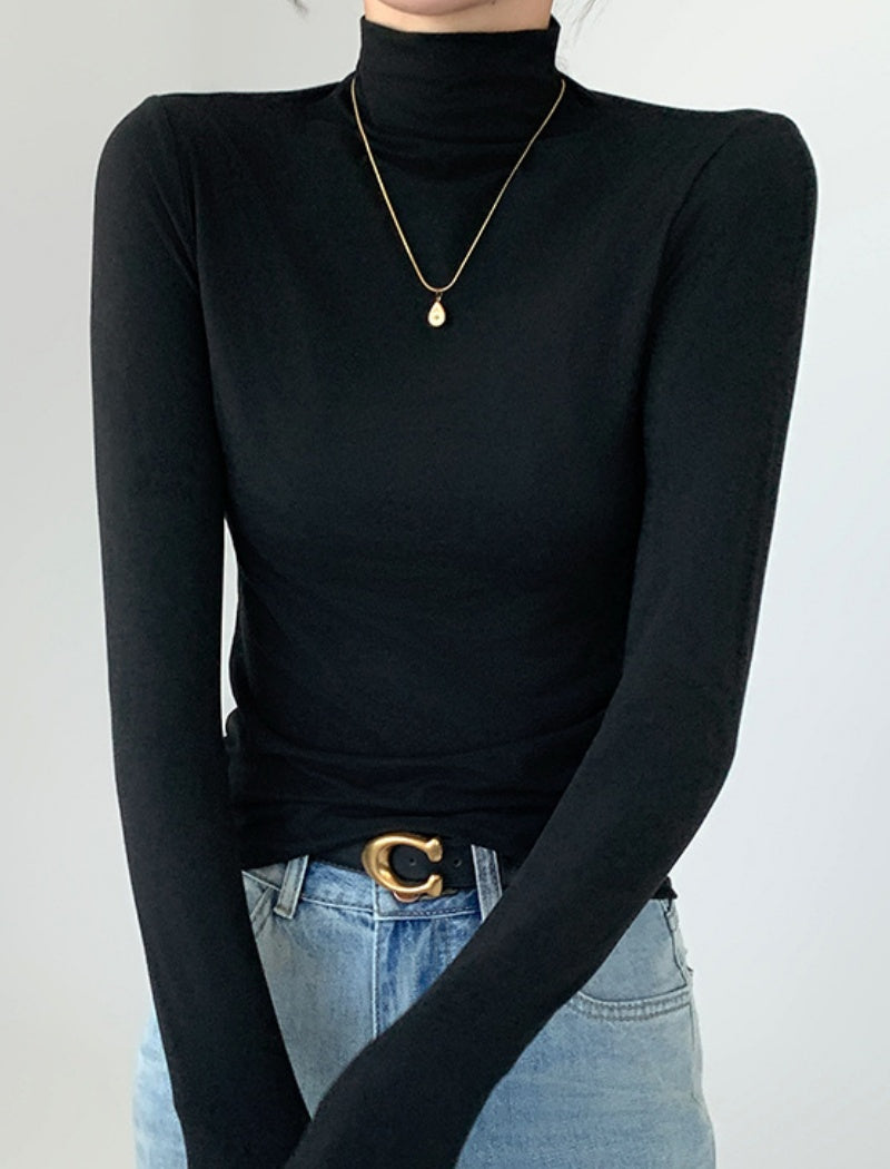 Slim-Fit Turtleneck Long-Sleeve Top