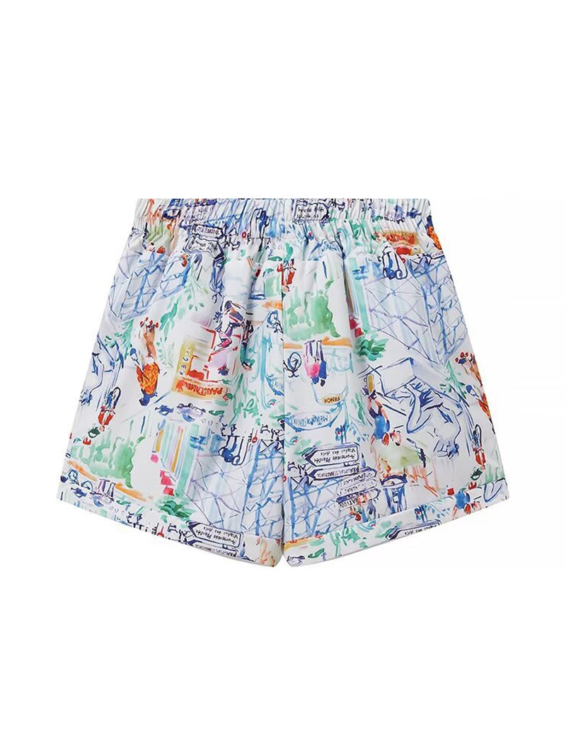 Illustrated Print Shorts