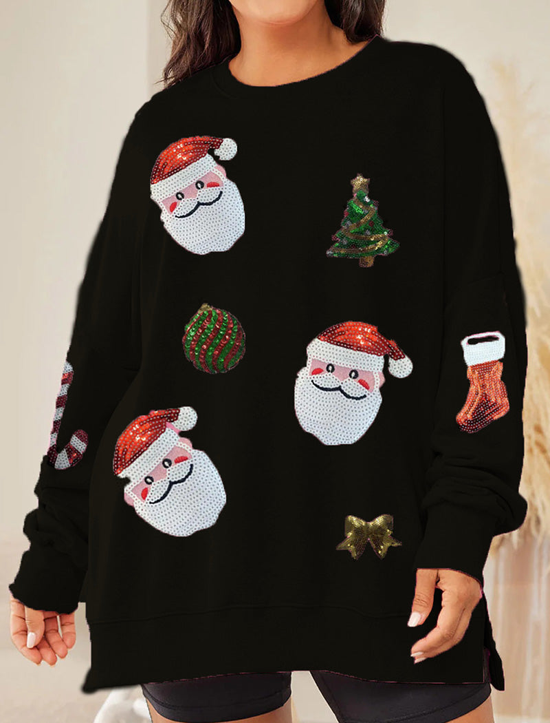 Santa and Christmas Tree Embellished Top