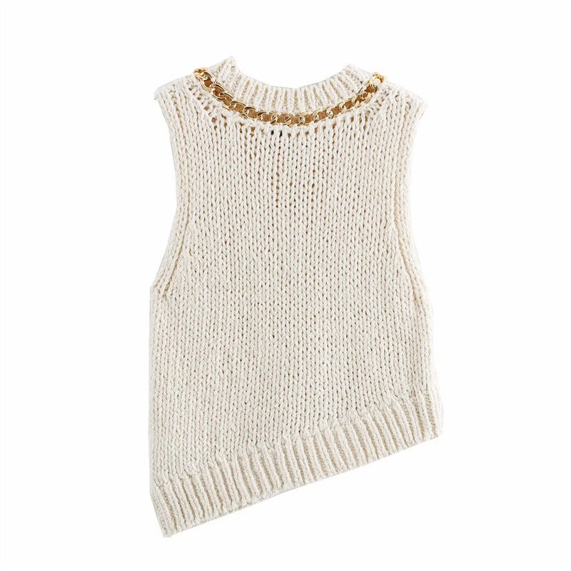 Chain Detail Knit Sleeveless Top