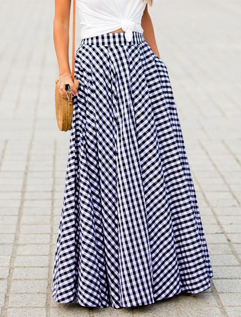 Plaid High-Waisted A-Line Skirt