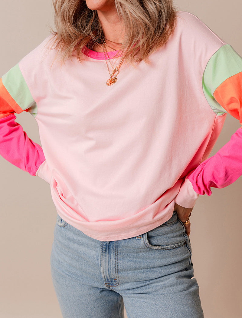 Colorblock Long-Sleeve Pullover