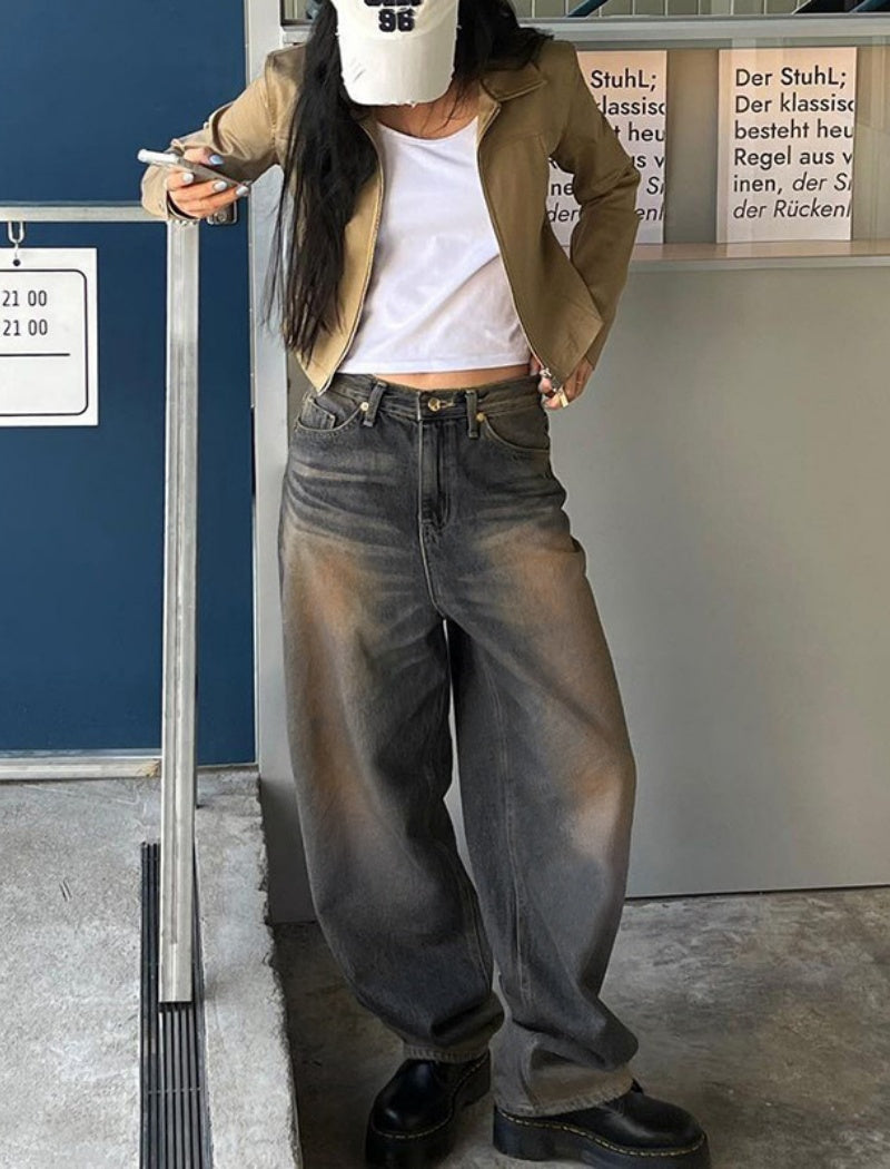 Distressed Straight-Leg Denim Pants