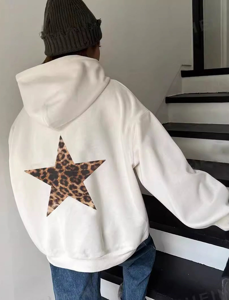 Star Drawstring Oversized Hoodie