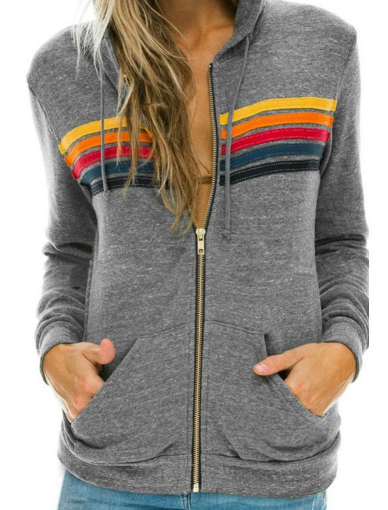 Casual Rainbow Long Sleeve Hoodie