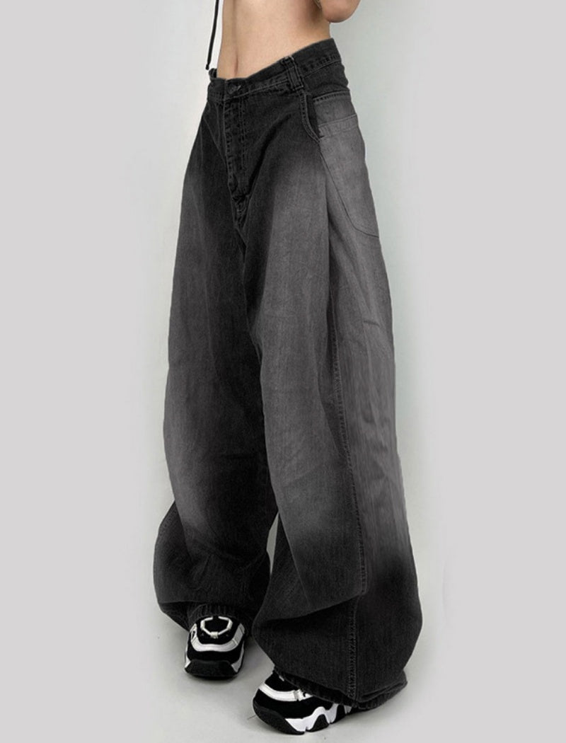 Washed Tie-Dye Wide-Leg Pants