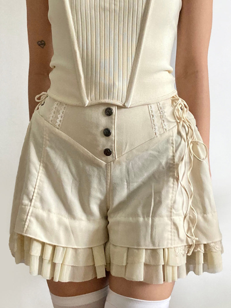 Layered Buttoned High-Rise Shorts