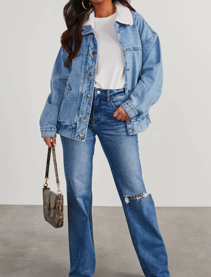 Oversized Quilted Denim Jacket